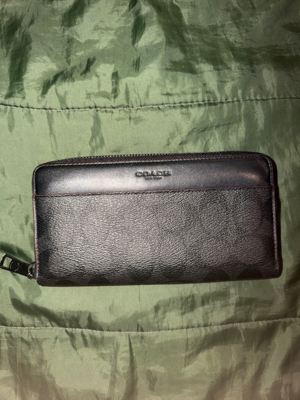 Coach Black Leather Zip-Around Wallet for Men